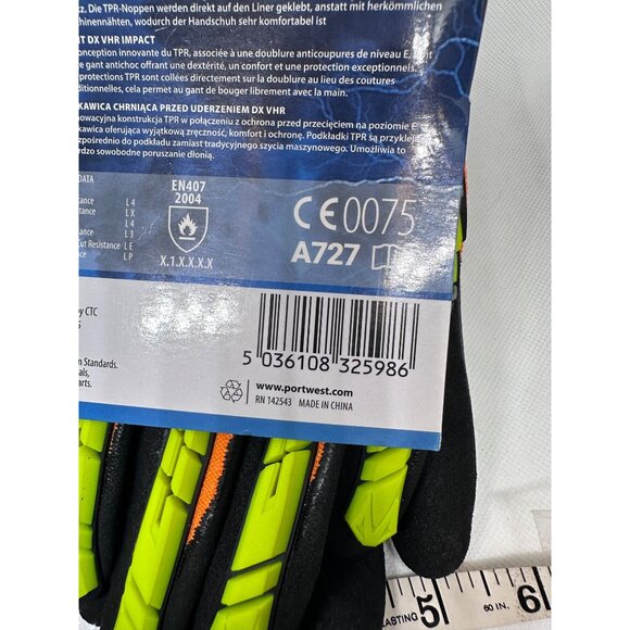 Portwest DX VHR Impact Gloves EU 9 L Orange Green Black Ultimate Protection Cut - Picture 5 of 10